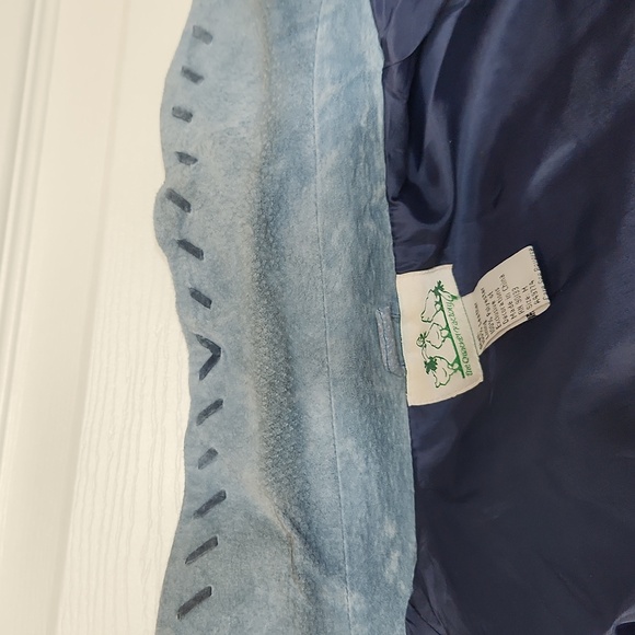 Quaker Factory blue leather embroidered sunflower jacket zipper size medium - Picture 13 of 14